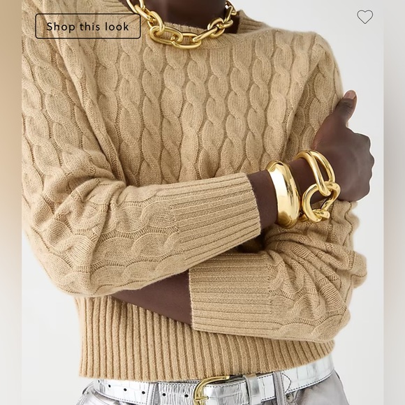 New JCrew Cashmere shrunken cable-knit crewneck sweater with Lurex® threads - Picture 4 of 8
